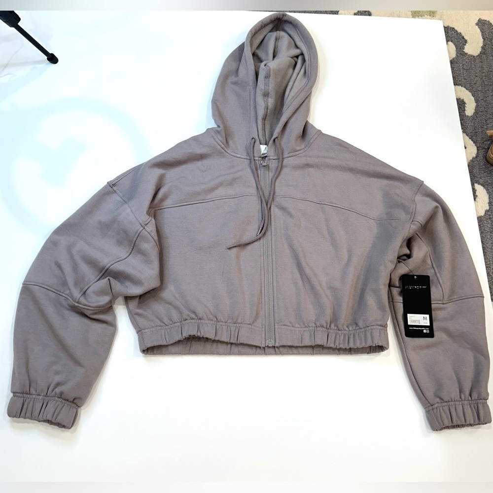 NWT women’s 90 degree by reflex gray cropped full zip hoodie